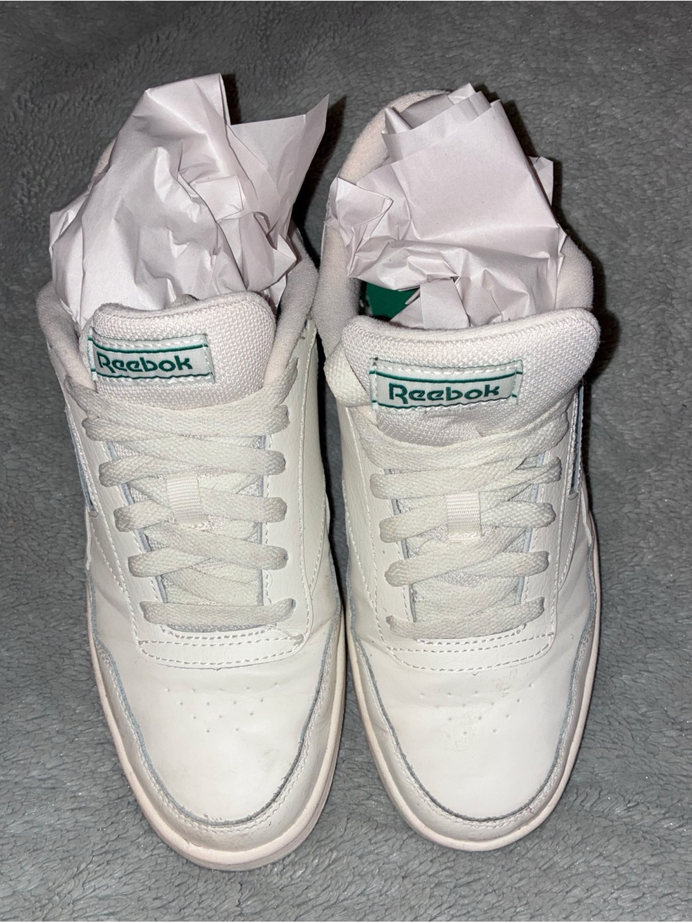 Reebok White Sneakers with Teal Logo Accent